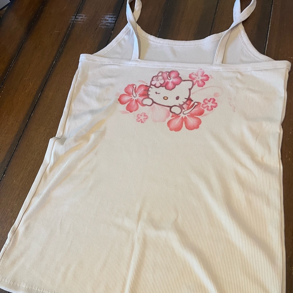 Cute White Tank Top with Hello Kitty Design